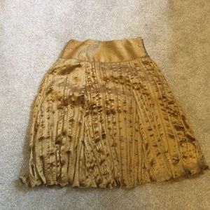Beautiful crinkle pleated metallic golden skirt